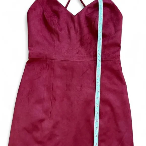 Lovers & Friends Y2K style faux vegan suede brick red mini dress SIze XS - Picture 4 of 5